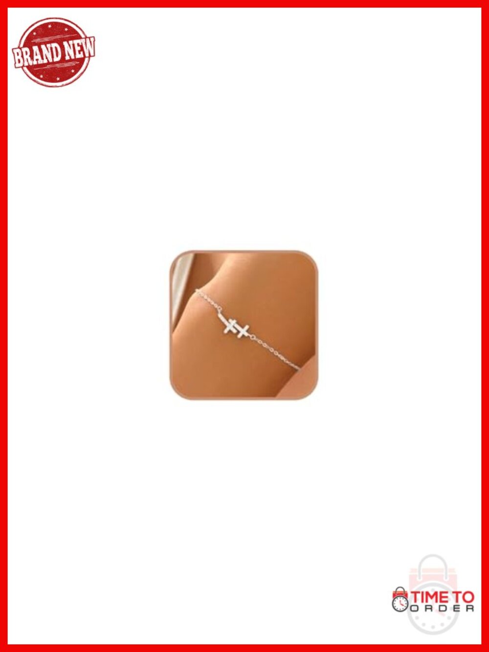 925 Sterling Silver Double Cross Bracelet | Dainty 14K Gold Plated Cubic